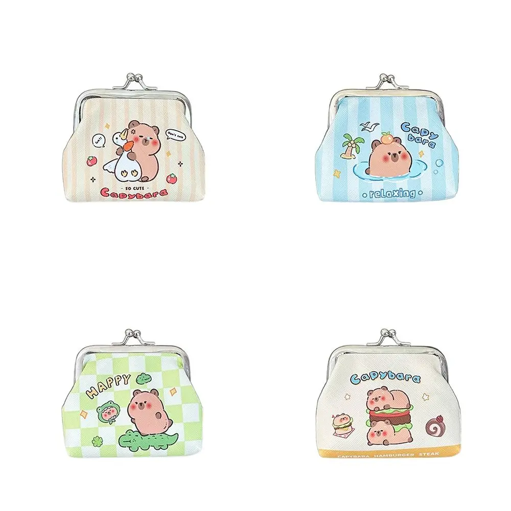 Capybara Cartoon Coin Purses PU Mini Wallets Kids Clutch Money Bags Short Mini Key Card Holder Storage Bag Hasp Change Purse
