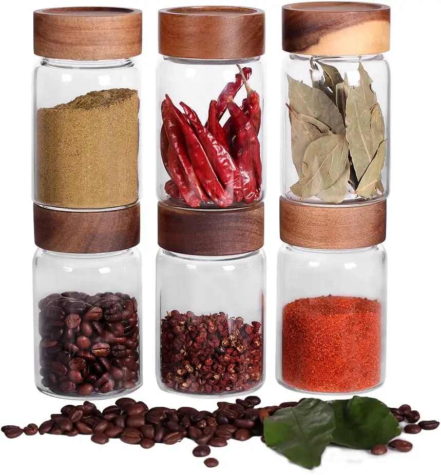 

6Pcs Small Glass Spice Jars ,High Sealing Threaded Mouth, 8.79oz /260ml*6,Empty Cylinder Spices Bottles,Storage Jars