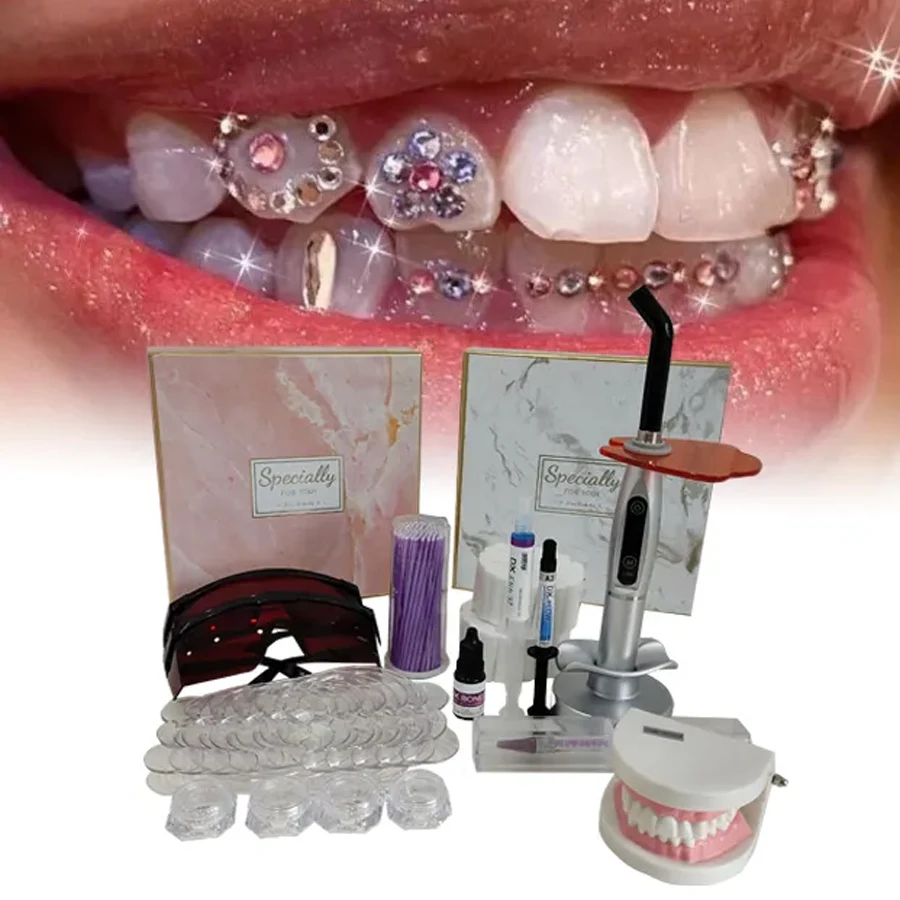 Professional Full Set DIY Tooth Gem Kit Crystal Jewelry Teeth Decorations Starter Set for Dental Decoration