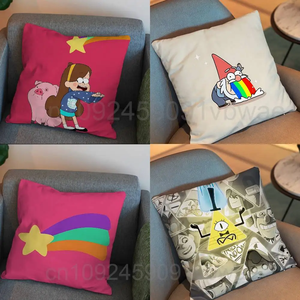 Crossover memes Bill G-Gravity Falls Pillow Case Square Double-Sided Printing Short Plush Sofa Cushion Cover Bedroom Bedside