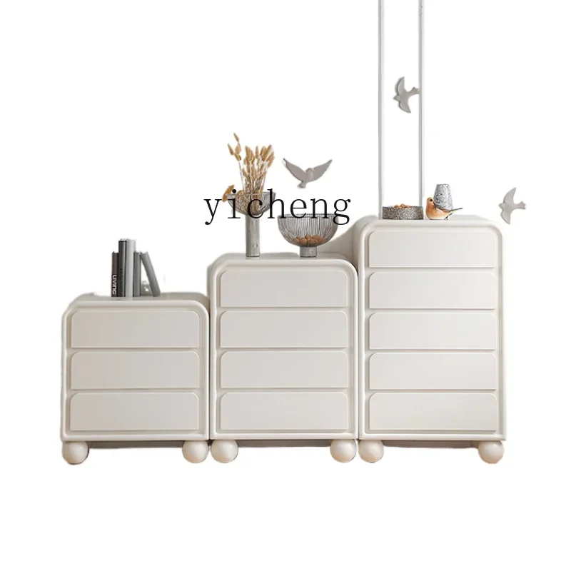 

ZK Cream Style Three Four Five Chest of Drawers Paint Simple Bedroom Bedside Tailstock Storage Cabinet Living Room Locker