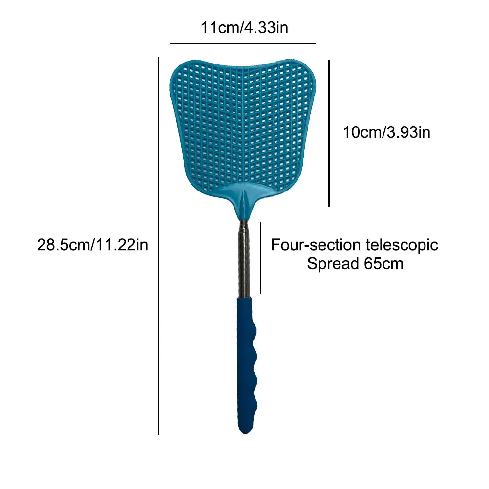 2Pcs Telescopic Fly Swatters with Anti-Slip Handle Retractable Fly Swatter Stainless Steel Rod Manual Bugs Killer Tools