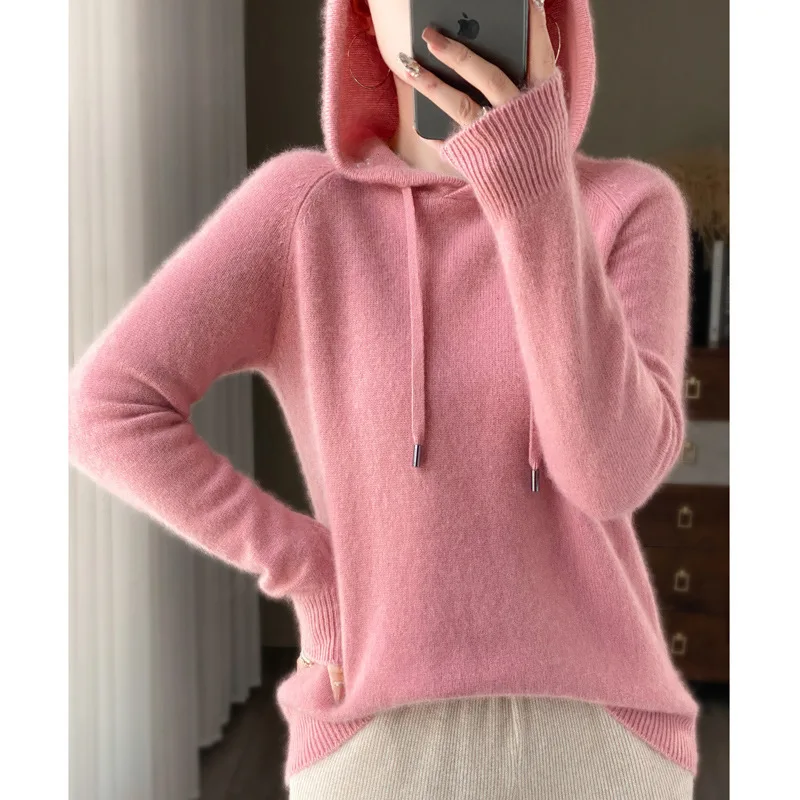 New Hooded Knitwear Women's Loose-Fitting plus Size Pullover Outer Wear Casual Coat Sweater Knitted Hoodie Wholesale