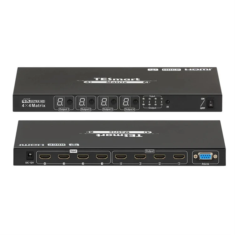 

Матричный коммутатор TESmart 4x4 4K H D с RS232 и Quad Селекторный разветвитель 4K 30 Гц