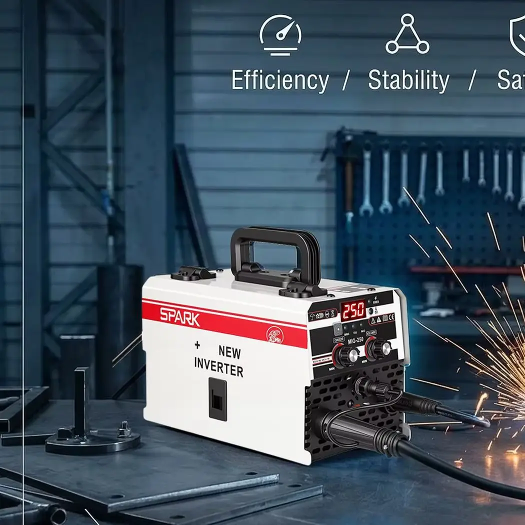3-in-1 MIG250 Tragbares Inverter-Schweißgerät mit LED-Digitalanzeige, Einstellbarem Strom, Magnetring-Transformator, 220V Elektroschweißgerät