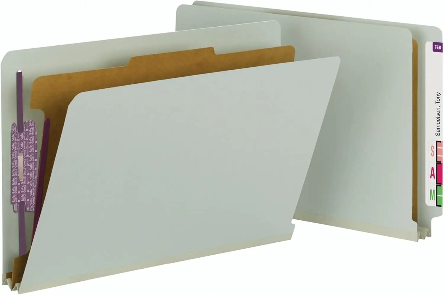 

100% Recycled End Tab Pressboard Classification File Folder, 2" Expansion, Legal Size, Gray/Green, 10 Pack