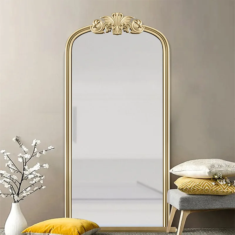 Vintage carved full-length mirror Internet celebrities ins home corridor living room wall-mounted full-length mirror art floor m