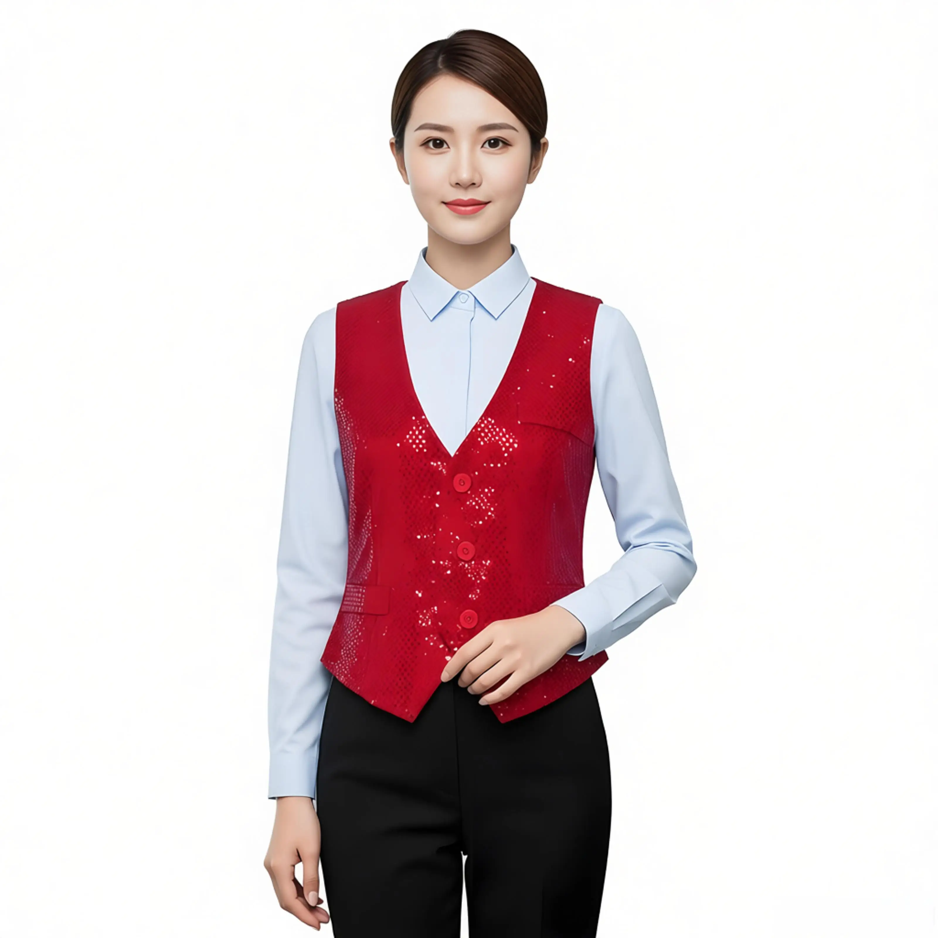 

Women Glitter Sequin Blazer Vest Jazz Dnace Formal Banquet Fully Lining Waistcoat Singer Dance Tank Top Tango Latin Dancewear