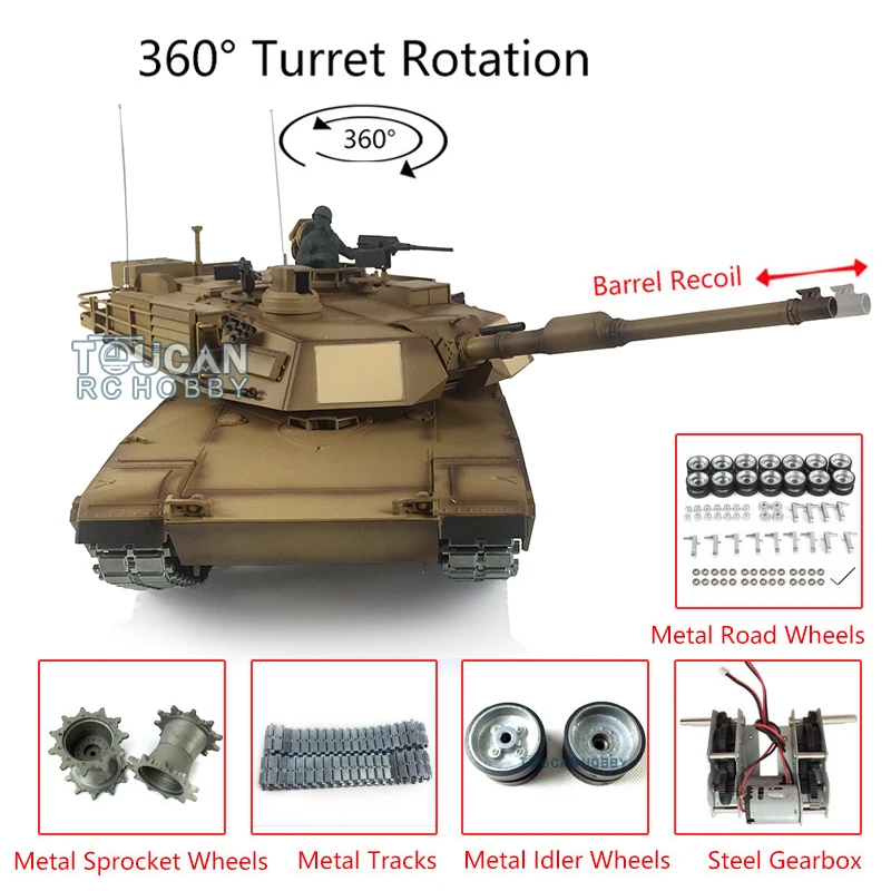 US Stock Outdoor Toys Heng Long 1/16 Scale TK7.0 Customize 3918 M1A2 Abrams RC Tank 360° Turret Barrel Recoil TH17803-SMT2