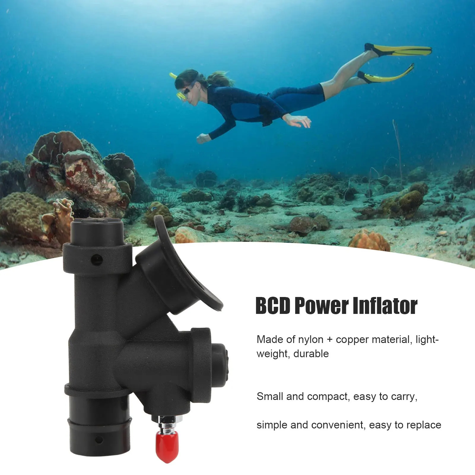 Scuba Diving Universal 45 Degree Oral Power Inflator K Shaped Valve Relief Valve for Standard 1 Inch Hose