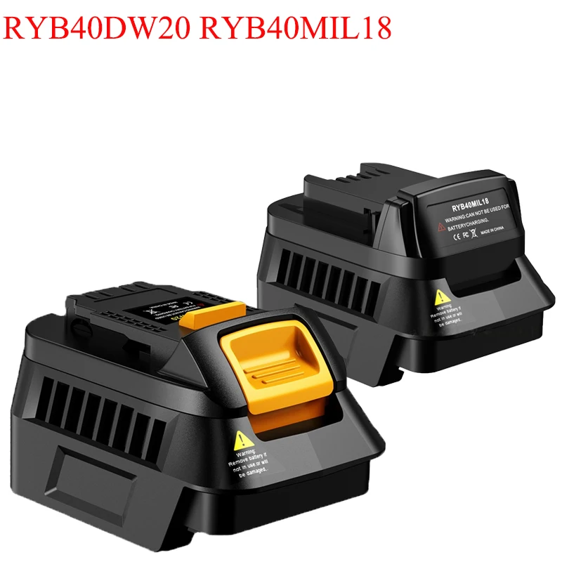

Для аккумуляторов Ryobi 40 В, совместимых с DeWalt/для Milwaukee 18/20 В, аккумулятор для электроинструментов RYB40DW20 RYB40MIL18, адаптер для аккумулятора