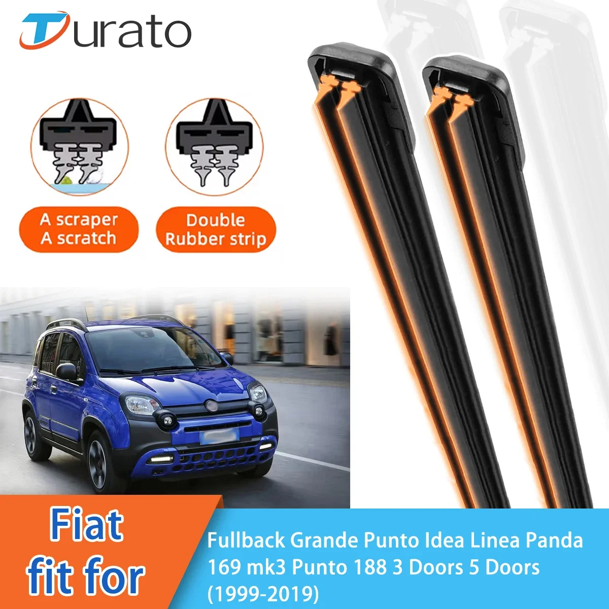 For Fiat Fullback Grande Punto Idea Linea Panda 169 Punto Front Windscreen Wipers Double Rubber Car Wiper Blades Car Accessories