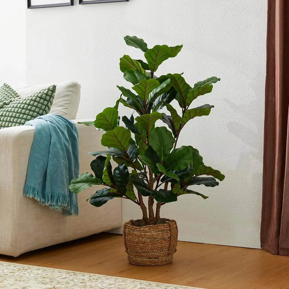 

3.5ft Artificial Fiddle Leaf Tree for Home Decor, Silk Plants with Pot, Suitable for Indoor Living Room or Office