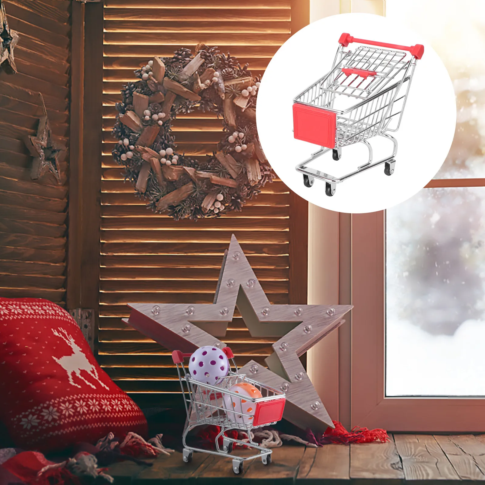 2Pcs Mini Trolley Fried Snack Tray Stainless Steel Mesh Basket Food Holder Candy Fruit Basket Food Mesh Colander