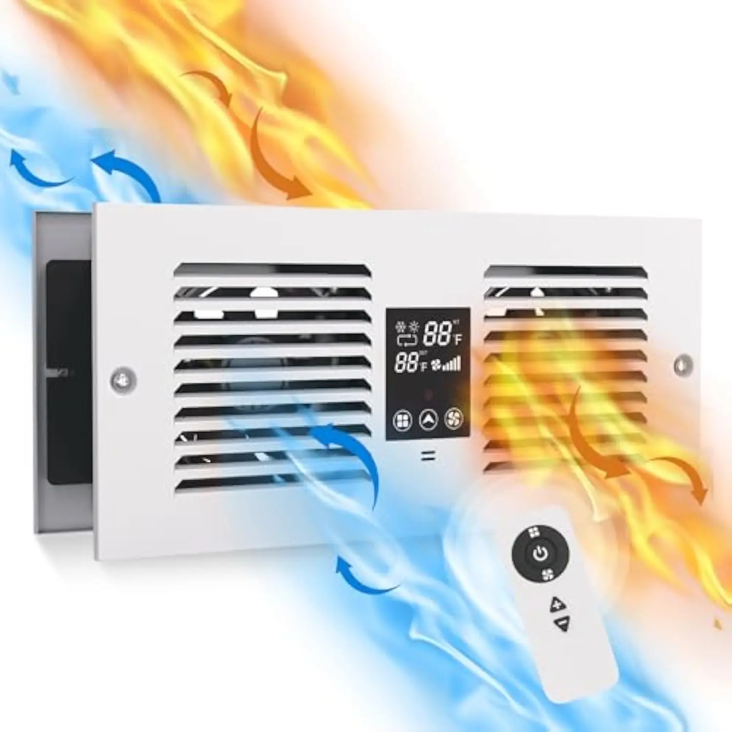 

Room to Room Air Transfer Fan With Remote Control, 300CFM Wall Vent With Dual Fan, 5-Speed Through Wall Exhaust With Temperatur
