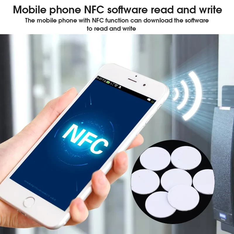 1-20PCS 13.56MHz Ntag215 NFC Coins Adhesive Cards Badge Backing 504 Bytes ISO/IEC 14443 A 25mm Waterproof PVC 215 Tag