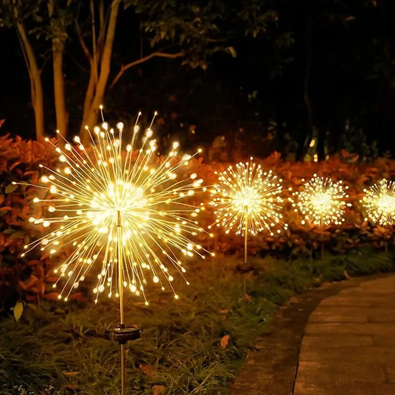 Solar Lights Outdoor Firework Lights 8 Mode 150 LEDs Waterproof Flash String Fairy Lights Garden Landscape Holiday Decoration