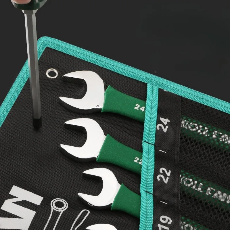 Chromium-vanadium Alloy Steel Wrench Set Plum Blossom Dual-purpose Open Wrench Set Professional Auto Repair Hand Tools Set