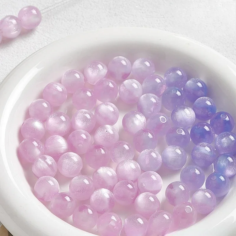 20PCS UV Sunlight Color Changing Cat's Eye Beads Luminous Jade Loose Spacer Beads for DIY Bracelet Necklace Jewelry Making
