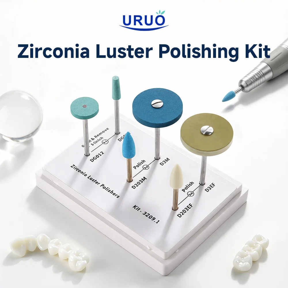 6pcs/Set Dental Zirconia Luster Polishing Kit 3Z09.1 Denstistry Drill Bits Laboratory Tools Kits Diamond Stones Dental Materials