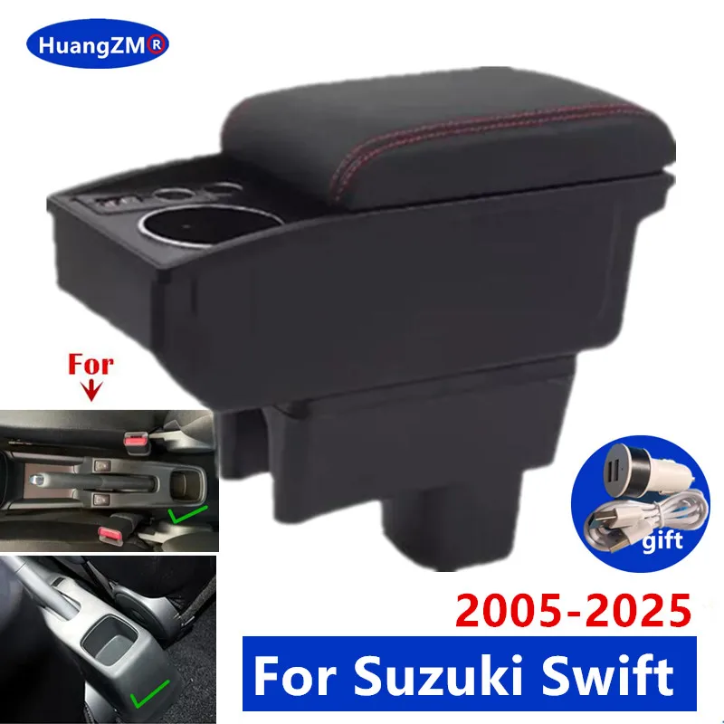

For Suzuki Swift Armrest Box For Suzuki Swift 2005-2025 Car Armrest double-layer Storage box Dedicated Retrofit Car Accessories