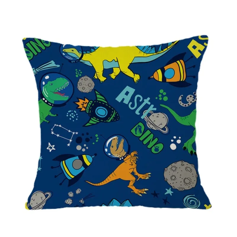 Square Cartoon Living Room Decoration Pillow Case Sofa Decoration Cartoon Dinosaur Print Cushion Simple Fashion Luxury