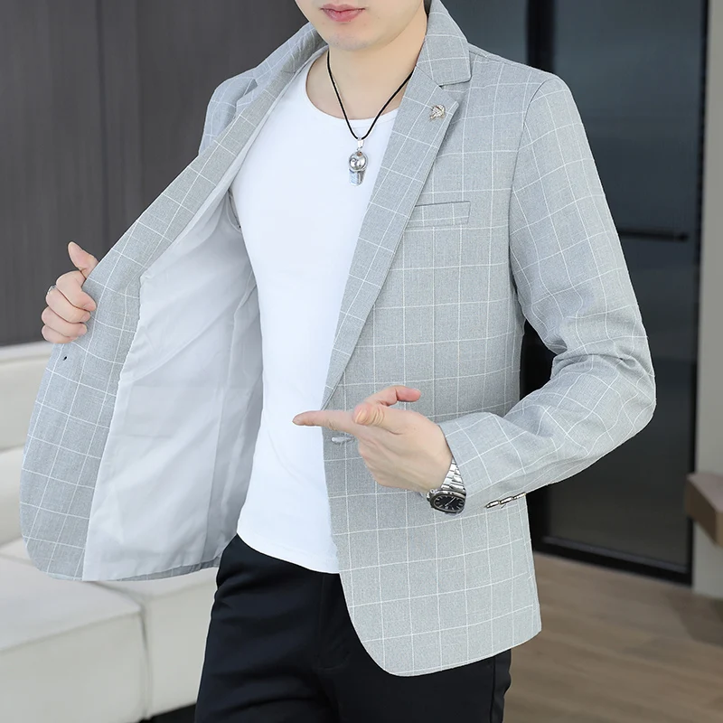 ブレザー アウトドア メンズ サイクリング ファッション ビジネス カジュアル チェック柄 韓国風 個性的 ハイキング 結婚式 フォーマルウェア ブレザー