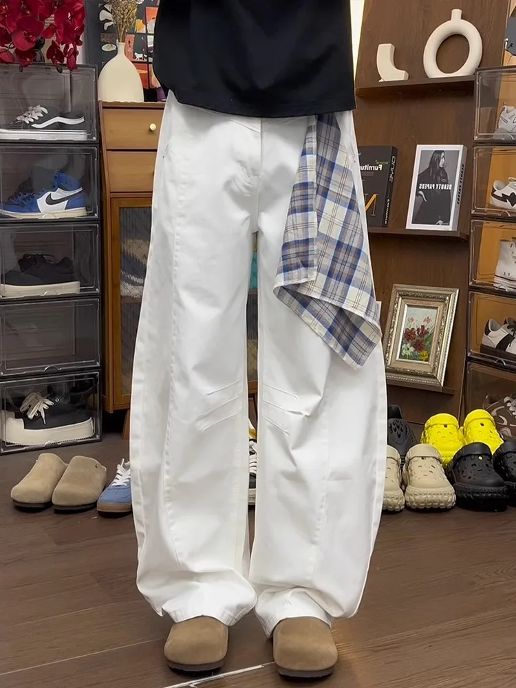 Cleanfit Amerikaanse Sle Waed Witte Casual Jeans Mannen Losse Baggy Versie Drapey Scythe Broek Ademende Rechte Pijpen Broek