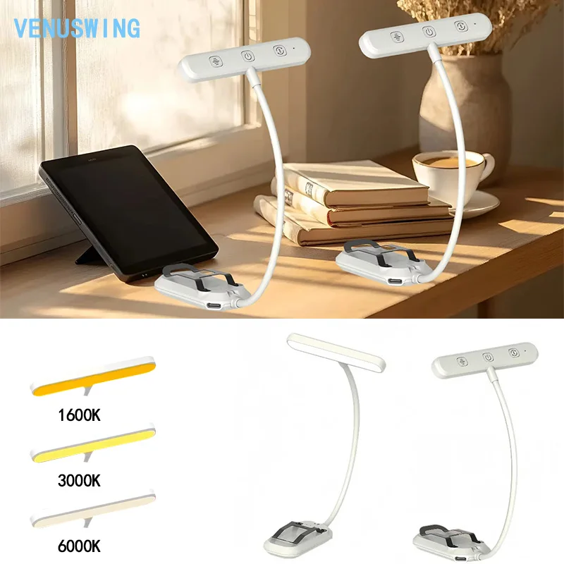 25/20LED Clip on Book Light 5 Brightness Bedside Lamp 360 Flexible Gooseneck Portable Night Light No Flicker Eye Care Light