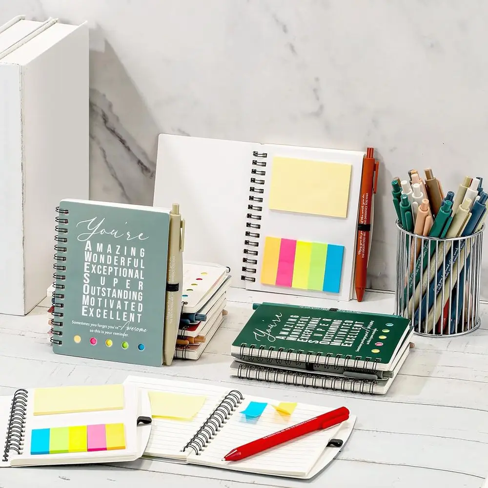 50 مجموعة من دفاتر الملاحظات الحلزونية الملهمة مكونة من 100 صفحة مع ملاحظات لاصقة - هدية كبيرة لتقدير موظف عيد الميلاد والفريق #5