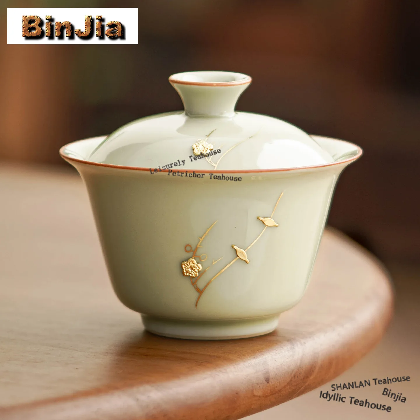 115ml Celadon Sancai Gaiwan Handmade Tea Tureen Tea Bowl With Lid Kit Teapot Holder Tea Making Cover Bowl Teaware Services Gift