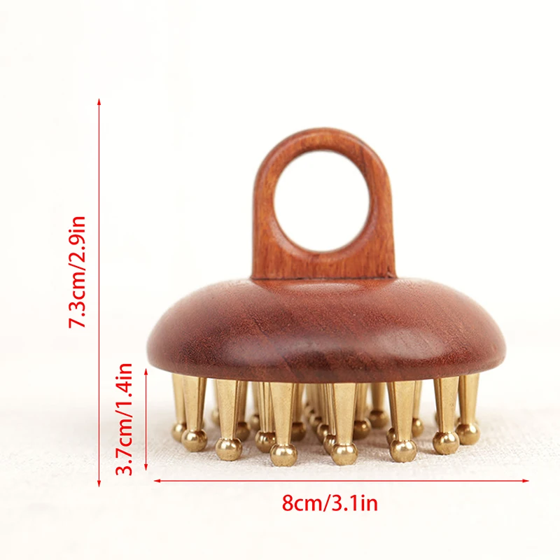 

Медная массажная щетка для меридианов с ручкой из красного сандалового дерева, многофункциональный инструмент для расслабления тела и коррекции фигуры, с зубчатой насадкой
