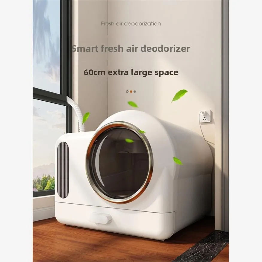 Smart Fresh Air Cat Box,Automatic Deodorization Oversized,Drawer-type Ful Enclosed Cat Toilet,Cat Fecal Basin Deodorant