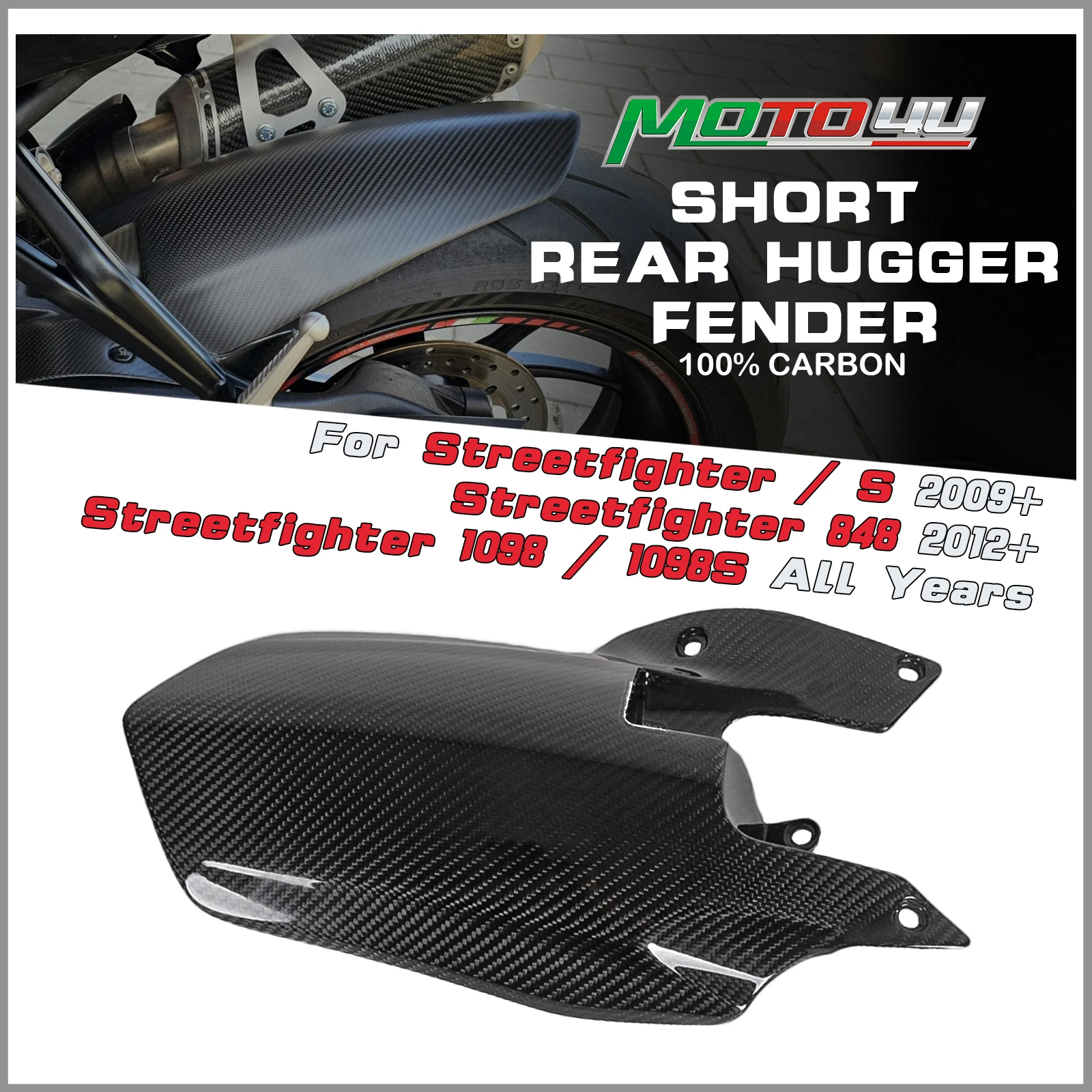 

For Ducati Streetfighter 1098 / 1098S All Years 848 Carbon Fiber Motorcycle Short Rear Hugger Fender Mud Guard Guardabarros