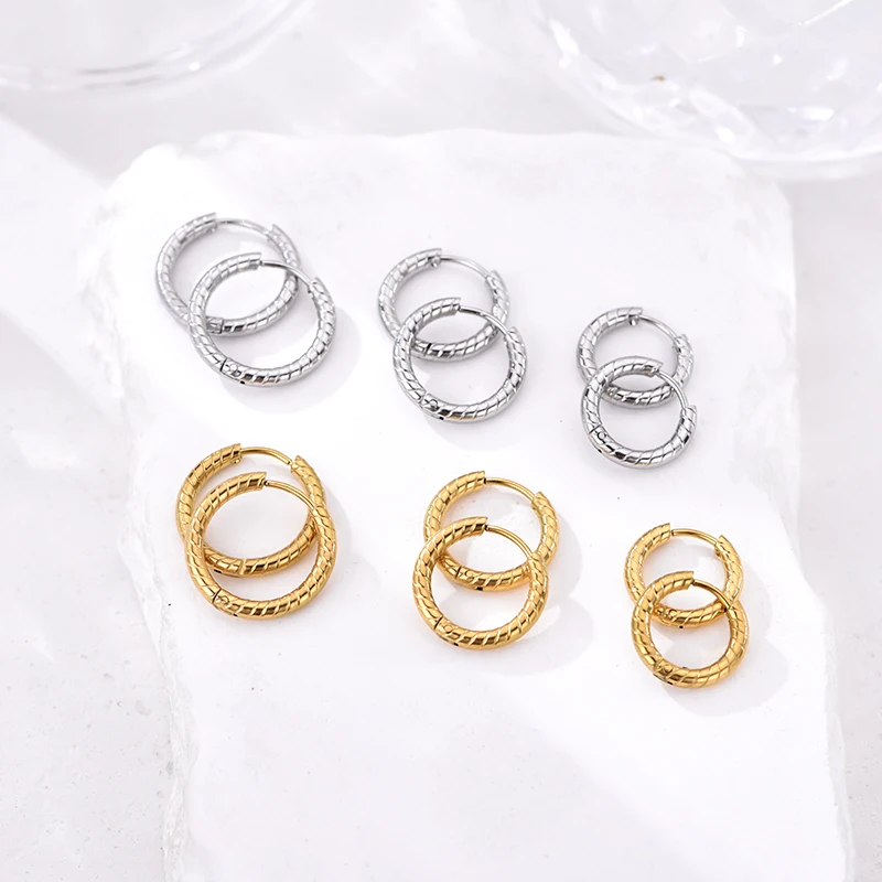 2 stücke Mode Edelstahl Hoop Ohrringe Für Frauen Männer Gold Silber Farbe Tiny Knorpel Piercing Trendy Weibliche Hoops Schmuck – Detail 5