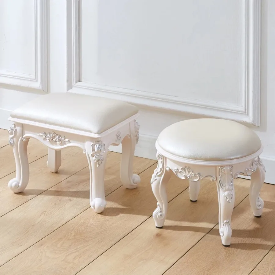 

Leather European Stool Decoration Bedroom Vanity Stool Nordic Small Bench Dressers Meuble De Salon Pouf Living Room Furniture