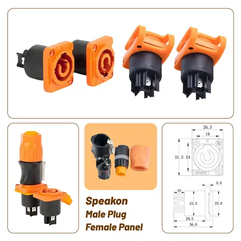 IP65 Waterproof 3 Pin Aviation Connector 20A DC Power Plug Socket for Stage Lights DJ Equipment