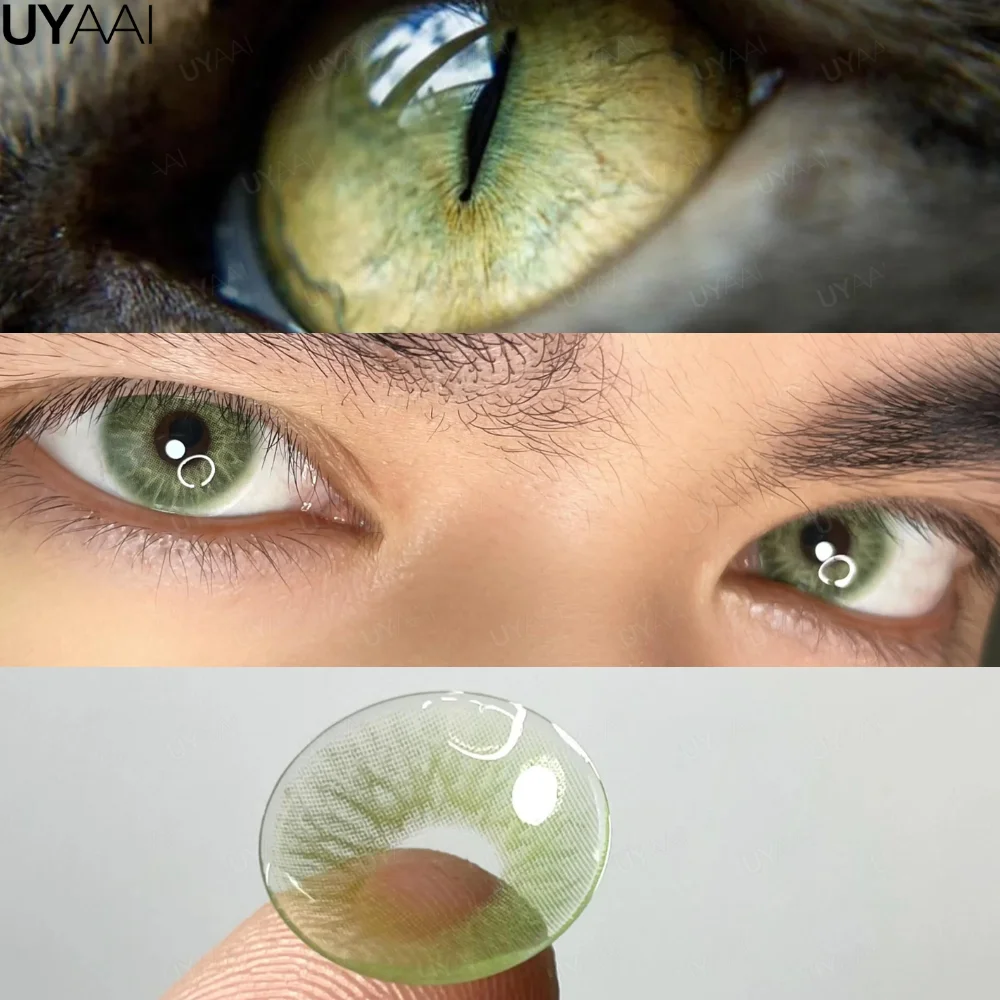 UYAAI 1 Pair Blue Colored Lenses Beauty Green Eye Color Lenses Gray Lenses Korean Lenses Natual Brown Lens Makeup Green Lens