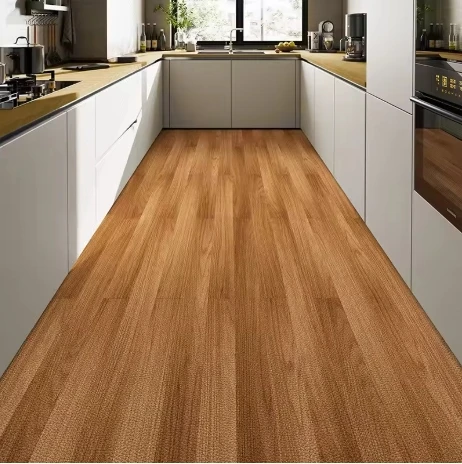 

Custom Size Link Kitchen Floor Mat Imitation Wood Grain PVC Leather Carpet Non-slip Oil-proof Easy To Clean Rug Can Be Freely