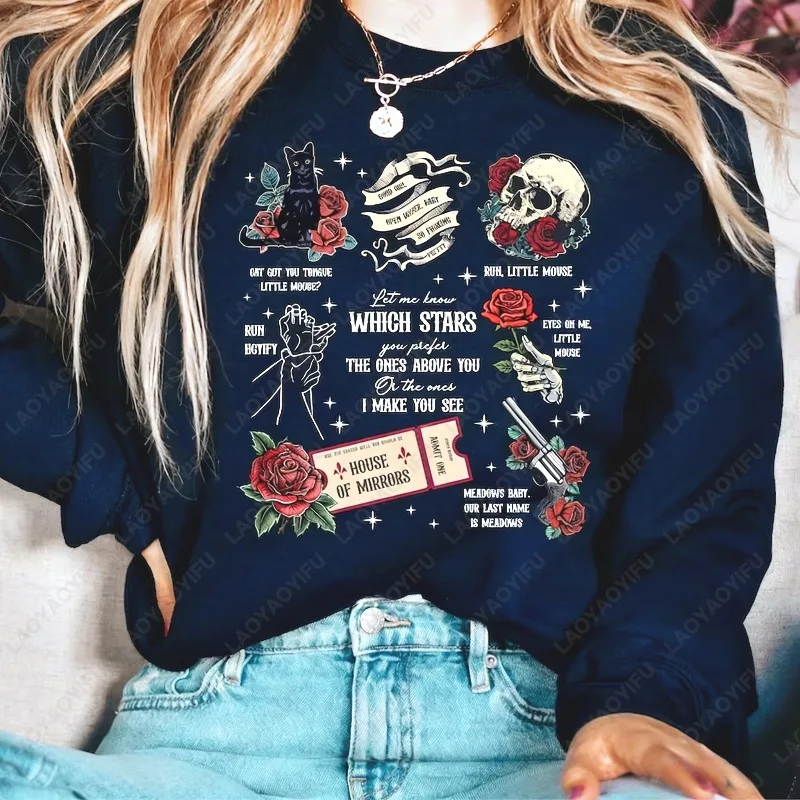 Haunting Adeline inspirado gótico adulto inverno pulôver bookish amantes presente solto retro camisola engraçado gato rosa moletom feminino
