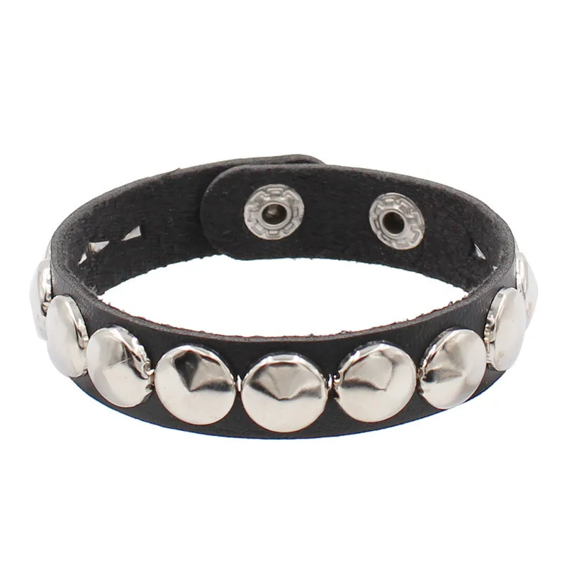 Fashion Punk Rivet Chain Bracelet Spike Leather Rock Style Metal Bracelet Wristbands Unisex Leather Bracelet image 2