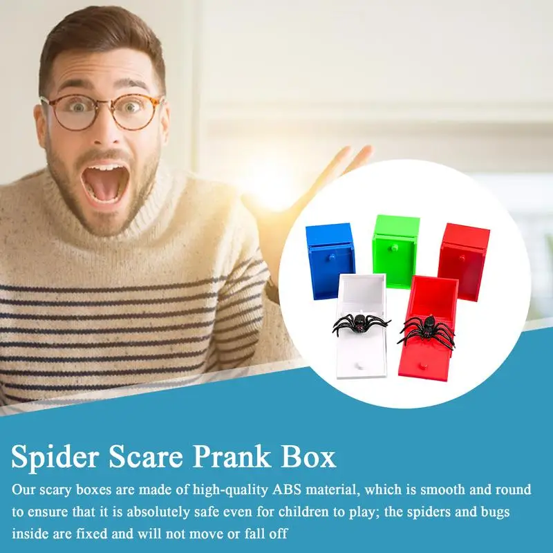 Spider Prank กล่องเฮฮา Spider Scare Gag กล่องชุด 5 ความแปลกใหม่ตลกน่ากลัวกล่อง Prank Spider Creative Tricky Joke เด็กผู้ใหญ่