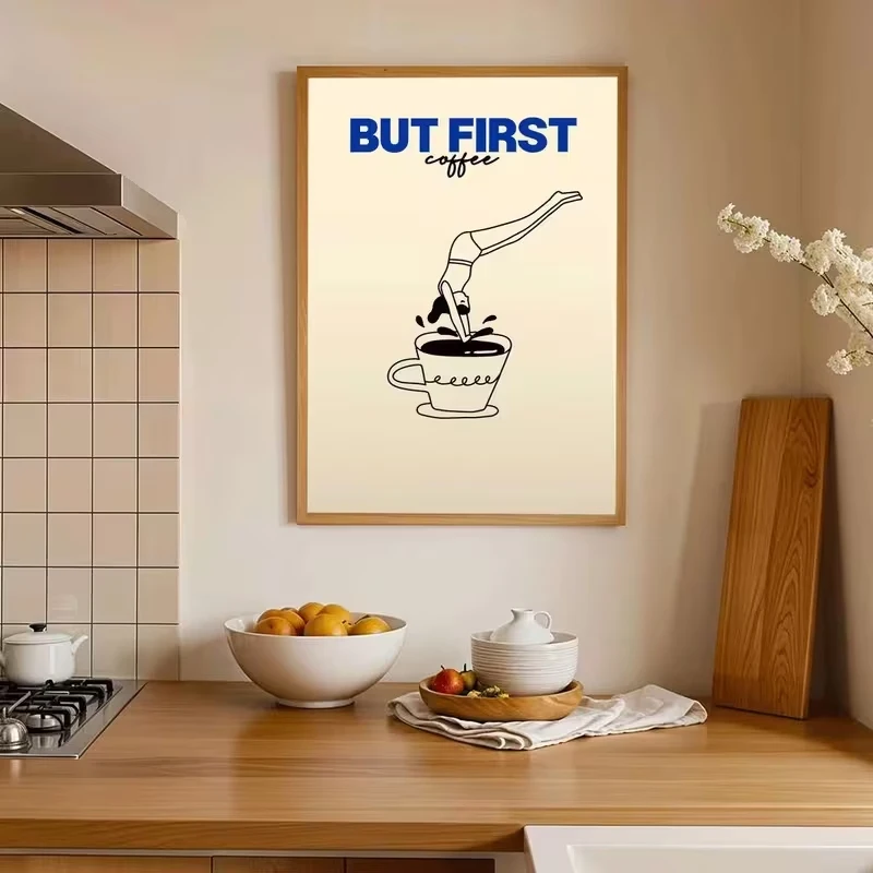 Modern Funny Coffee Diving Wall Art Print Canvas Painting Poster Picture For Living Room,Bedroom Home Decor