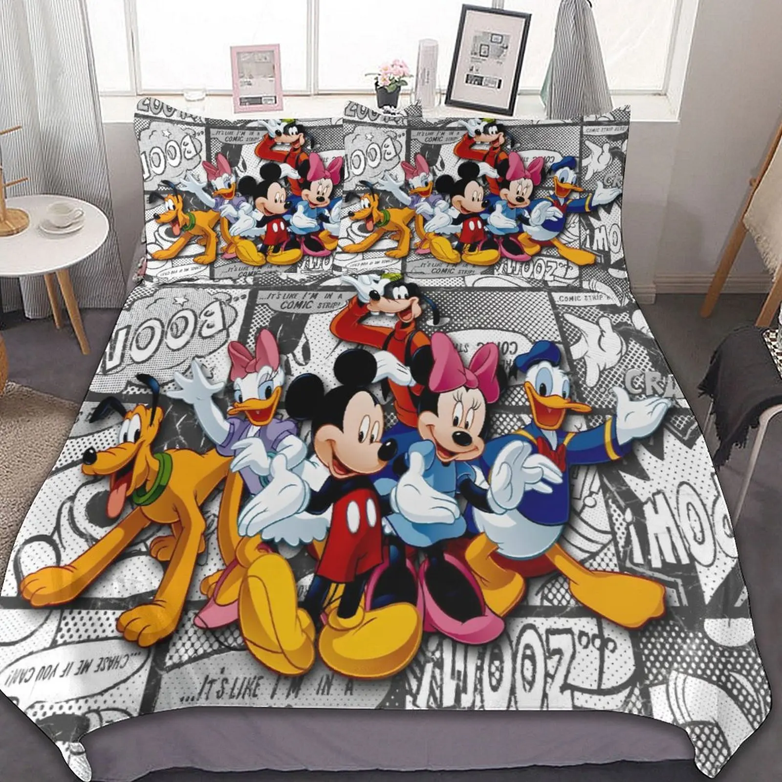 

Комплект постельного белья с Микки и Минни Маус Диснея, пододеяльник, пододеяльник, наволочка, постельное белье, детская кровать для мальчика, комплект для спальни