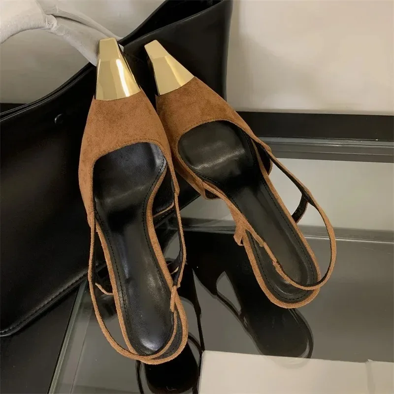 

Luxury Women's Shoes Street Style Pointed Toe Women Pumps Fashion Slingbacks Thin High Heels Women Elegant Stripper Prom Sandals