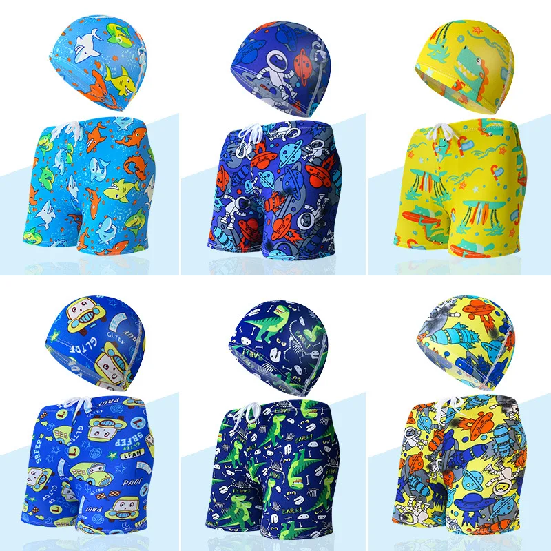 2022 NEW Boys Swimming Trunks 1-7Years Children\'s Swimwear Kids Swimsuit Dinasour Boys Swimwear Trunks with Hat-YK4805