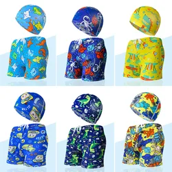 2022 NEW Boys Swimming Trunks 1-7Years Children's Swimwear Kids Swimsuit Dinasour Boys Swimwear Trunks with Hat-YK4805