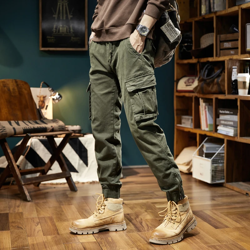 Pantalones Cargo de algodón para hombre, ropa de calle informal a la moda, de secado rápido, estilo militar táctico, para primavera y otoño, novedad