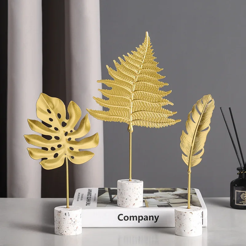 Scandinavian Light Luxury Gold Iron Tortoise Back Leaf Ornament Desktop Decoration Ginkgo Biloba Posing Photography Props