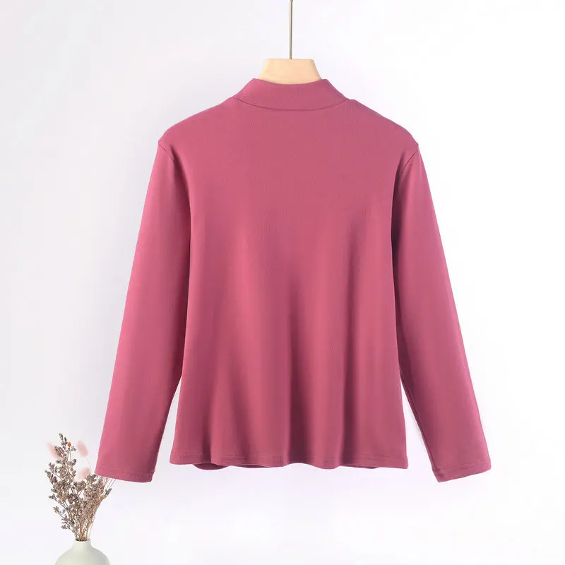 XL to 8XL Plus size Mock Neck Bottoming T-shirt Long sleeves Autumn Winter Warm Tshirts Loose Undershirt  Base Tee Tops